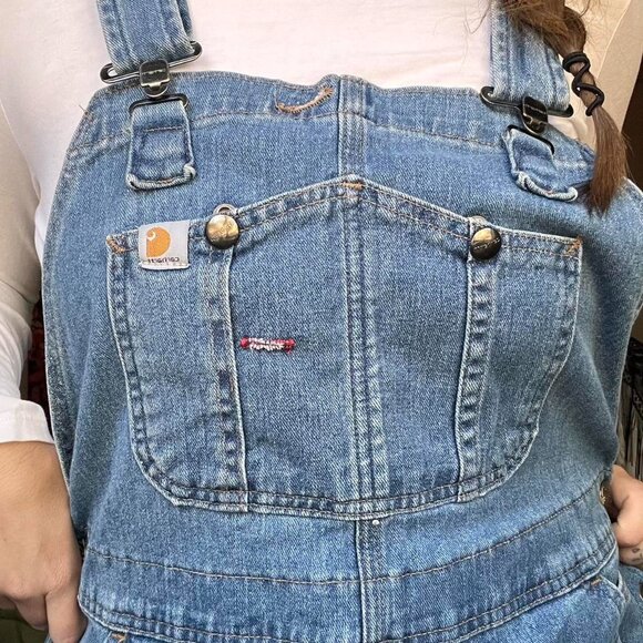 Carhartt blue denim distressed overalls - Picture 8 of 8
